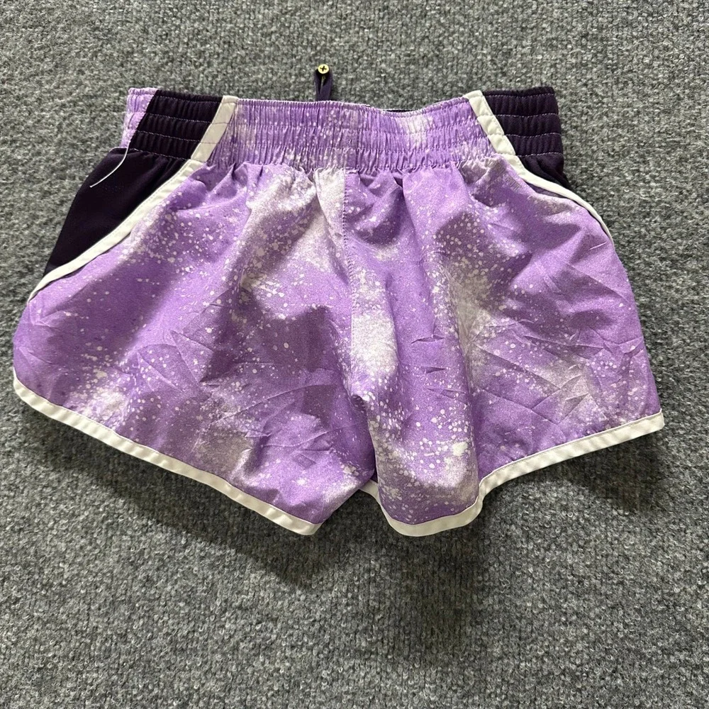 Nike Shorts Womens Size L Purple Splatter Dri-Fit Running Built-in Liner